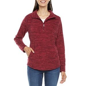 St. John’s Bay Women’s Tall XLT Red Long Sleeve Polar 1/4 Zip Pullover Fleece